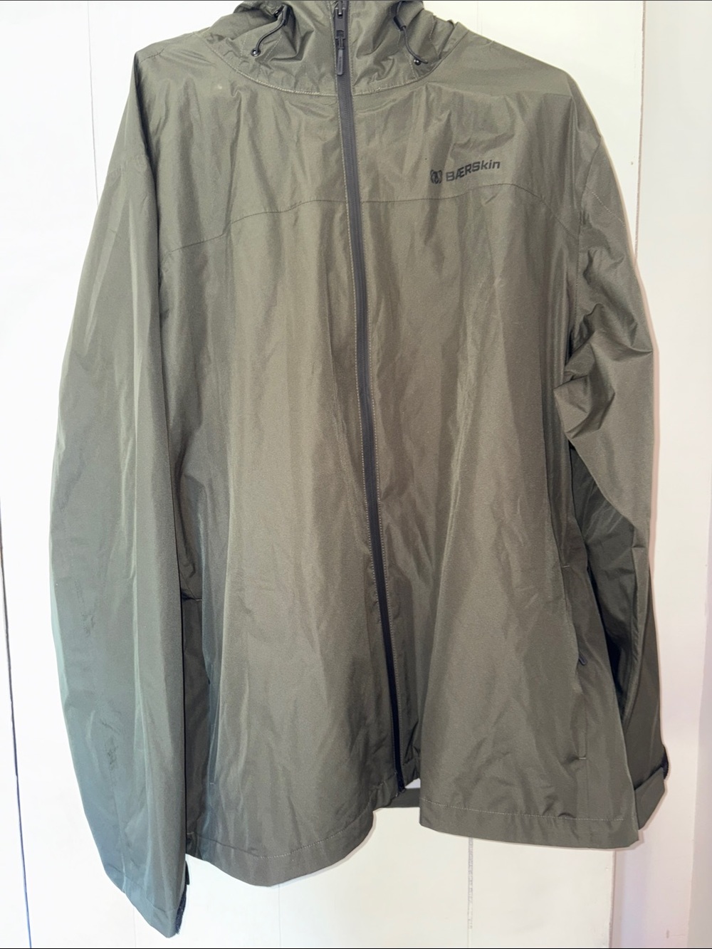 Men's Baerskin Olive Hooded Windbreaker Jacket size 3XL
